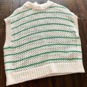 NWT Madewell open knit sleeveless green Striped top